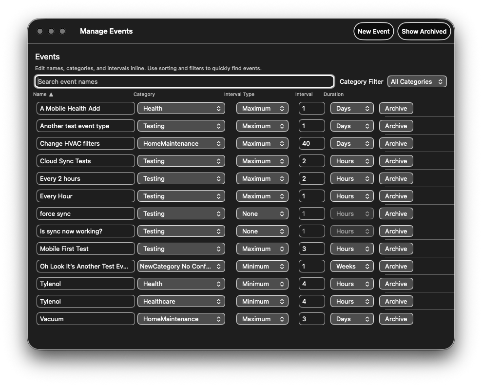 Elapsd macOS manage events